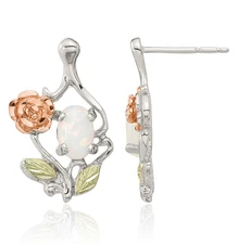 Mount Rushmore Black Hills 925 Sterling Silver Gold Rose Flower Lab White Opa...