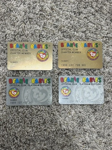VTG Ty Beanie Babies 4 Official Club Membership Cards Plastic GUC