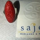 Vintage Carved Cinnabar oval  Ring SZ 7 in 925 Silver Setting