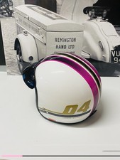 VESPA LAMBRETTA SIZE SMALL 55/56cm MOD STYLE PINK STRIPED OPEN FACE HELMET