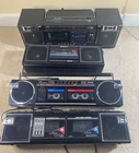 VTG LOT - 4 Small 1980s Boomboxes - JVC, Montgomery Ward, Sony & Sanyo - READ!