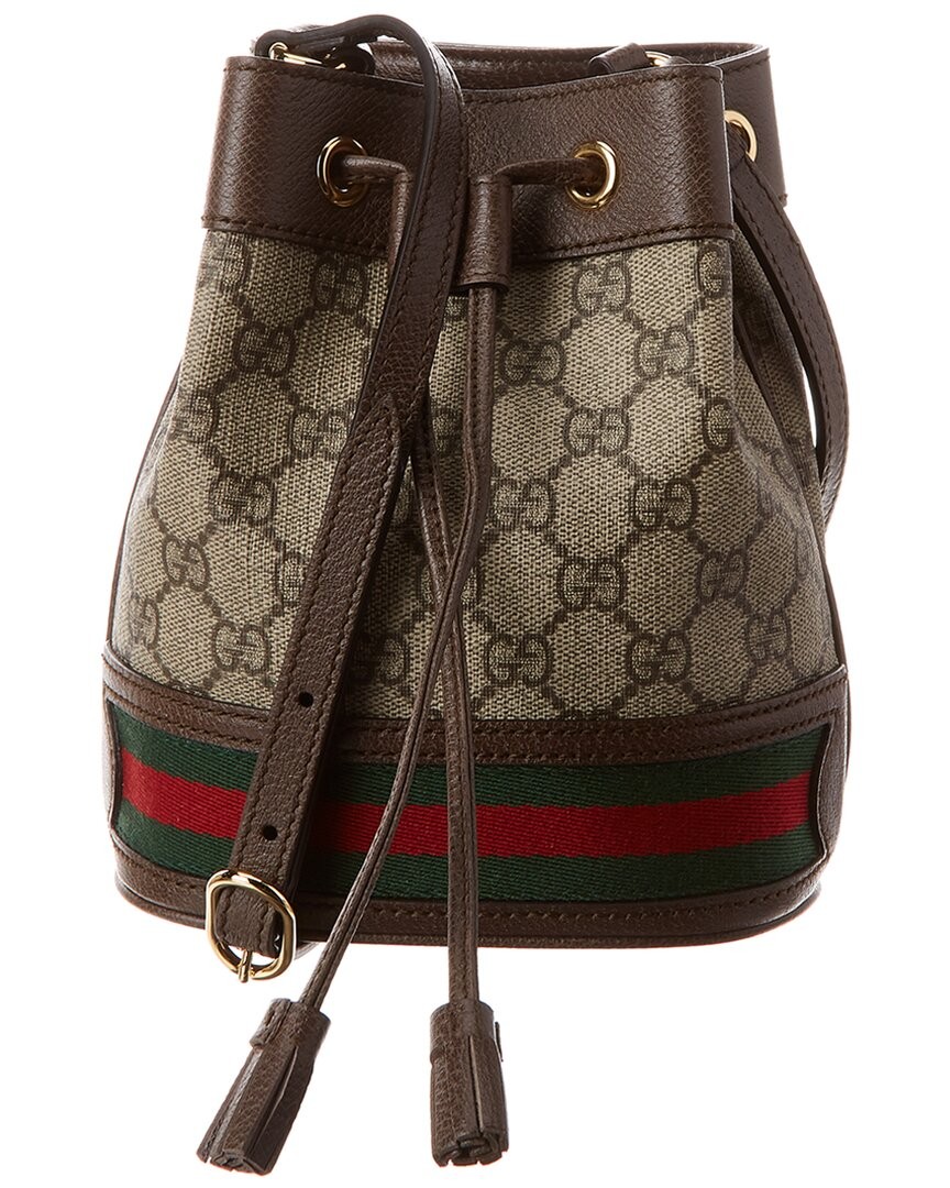 Gucci Ophidia Mini Gg Supreme Canvas & Leather Bucket Bag Women's Brown