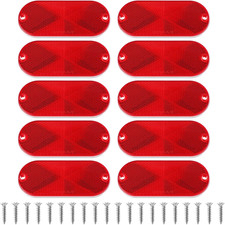 10 Pcs Front Reflector Oval Reflector with Mounting Hole, Driveway Trailer Refle