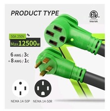 RVMATE 50 Amp 25 Feet RV/EV Extension Cord Easy Plug in Handle 14-50P to 14-50R