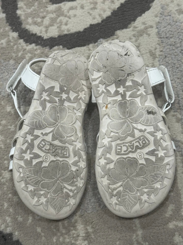 Sandalias Place blancas con beige brillantes talla 8 Foto 3 de 4