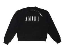 Amiri $750 Black Logo Oversized Cotton Crew Sweatshirt XS DEADSTOCK PS22WJC003