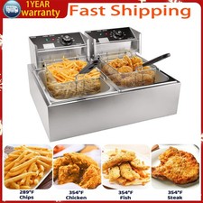 12L Commercial Electric Deep Fryer Fat Chip Twin Dual Tank Stainless Steel 2500W