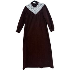 Vintage Vassarette Velour Lace Nightgown.Brown.Romantic Cottagecore.Sz M