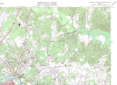 Fredericksburg Quadrangle Virginia 1978 USGS Topo Map 7.5 Minute Topographic