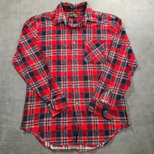 Vintage 80s Sears Sportswear Flannel Shirt Mens Medium Red Plaid Hipster Grunge