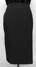 TOMMY HILFIGER Stretch Skirt Women Sz 14 Knee Length Black w/ White Pin Dots