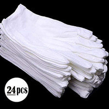 24 Pcs 12 Pair White Cotton Gloves for Dry Hand Moisturizing Cosmetic Eczem...