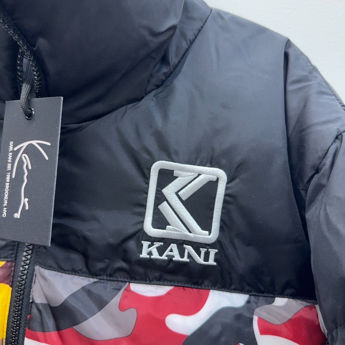 Karl Kani Puffer Jacket Multicolor Camo Winter Y2K Hip Hop Men's