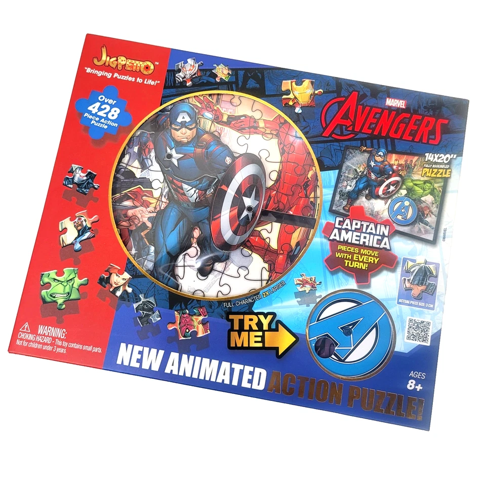 Rompecabezas animado de 428 piezas Marvel Avengers Capitán América Hulk Iron Man Foto 3 de 4
