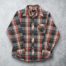 Vintage 60s Penney's Poly Cotton Plaid Button Up Shirt Men's Size Large