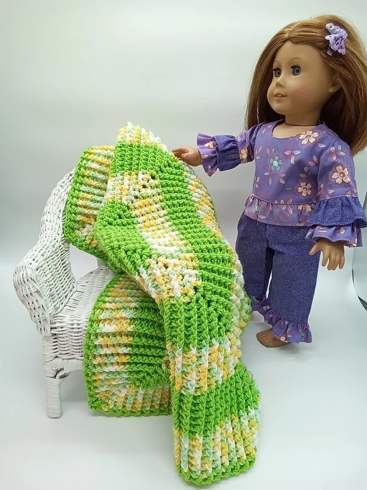 Crochet pattern for 18 inch Doll Blanket Ribbed stitch is stretchy and comfy! - Image 4 of 4