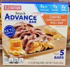 Elevation Caramel Chocolate Nut Roll Advance Bar Keto Support 7.76oz 220g Bundle