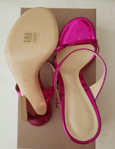 Gianvito Rossi Women Aura Double Band Sandals Heels Metallic Pink Leather 40 10 - Picture 15 of 15