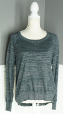 DKNY Sweater Women's Size L Gray Silver Fine Silver Metallic Sparkle Long Sleeve