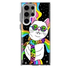 Mundaze Case for Samsung Galaxy S22 Ultra Psychedelic Rainbow Space Cat