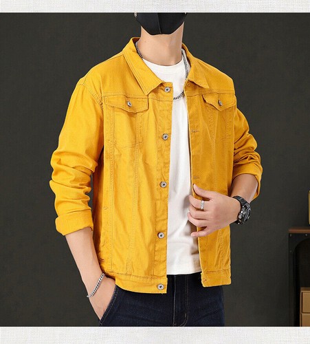 Men Spring Denim Jacket Loose Slim Denim Jacket Clothes Casual Lapel Top - Picture 15 of 27