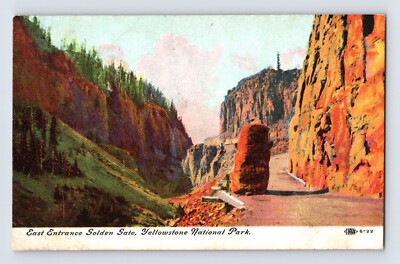 Postcard Wyoming Yellowstone WY Golden Gate Road East Entrance 1910s Unposted