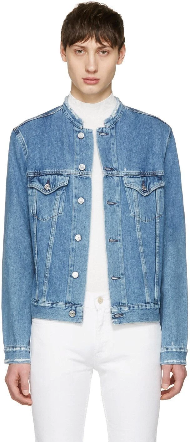 ACNE STUDIOS Giacca jeans ACNE STUDIO indaco denim top sfilacciato invecchiato cotone 38 = 4 = small