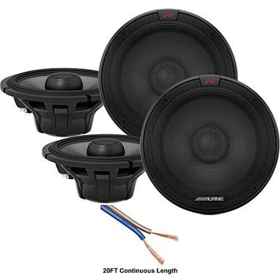 2 Pair Alpine R-S65.2 6 1/2'' 200 Watt Speakers with 20' Speaker Wire