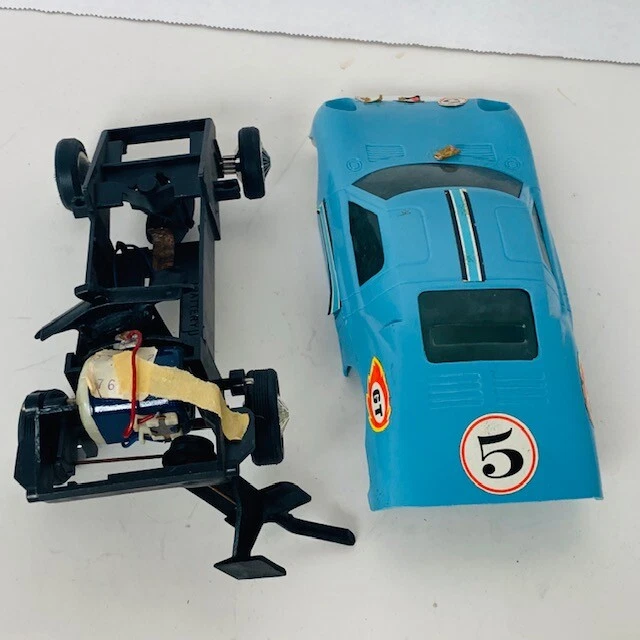 Mattel Hot Wheels Switch N Go slot car GT 1965 race track vtg Blue striped BM1 - Image 4 of 4