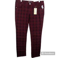 Almost Famous PREMIUM Women s Pants Low Rise Skinny Red Black Plaid Size 13 NWT