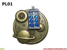 Steampunk badge brooch pin tardis planets Dr Who police box scifi timelord #PL01