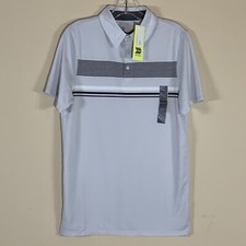 All in Motion Men s Light Gray Striped Polo Shirt - Size S
