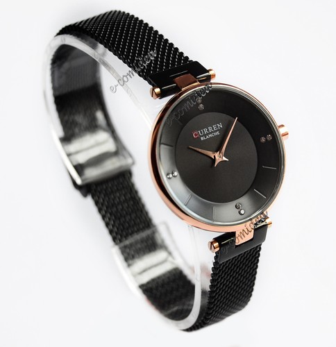 CURREN OROLOGIO DA DONNA ULTRA SOTTILE LEGGERO MOVIMENTO GIAPPONESE NERO  STRASS | eBay