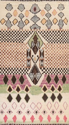 Thick-Plush Modern Moroccan Berber Geometric Hand-knotted Oriental Area Rug 7x11