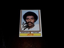 Richard Caster Autographed 1974 Topps Football NY Jets Card #389 Auto '70s EM