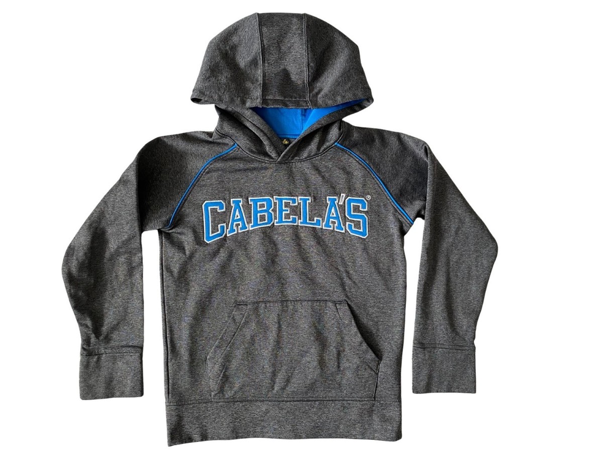 Cabela's Kids Hoodie Gray/Blue Youth S Long Sleeves Thumb Holes Excellent
