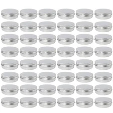 48-Pack 2oz Round Metal Tins Aluminum Cans with Screw Lids for Salve Spices