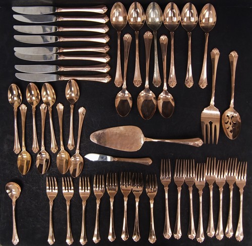 Towle Rose Gold Electroplate "Santa Barbara" Flatware Set - 46 Piece Set - Photo 1 sur 7