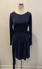 SIMPLY VERA WANG Navy Belted Longsleeve Dress Sz M
