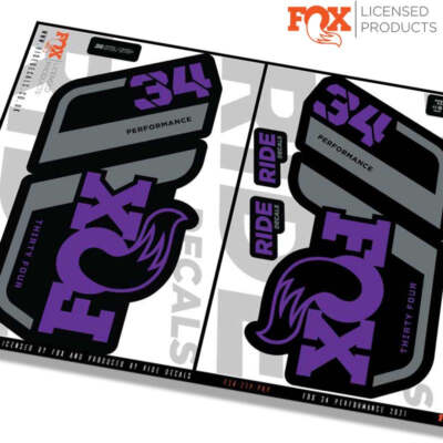 Adesivi Fox 34 Performance Elite 2021-2025: Decalcomanie Replica Mountain Bike