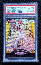 SP /15 PSA 10 GEM MINT 2017 MIKE TROUT NATIONAL VIP GOLD WAVE PRIZM G4376