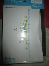 JANLYNN Vintage PERFECT PANSIES FLOWERS Stamped Cross Stitch PILLOWCASES- 1990's