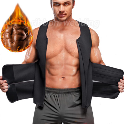 Mens Sauna Suit Sweat Vest Tank Top Neoprene T-Shirt Body