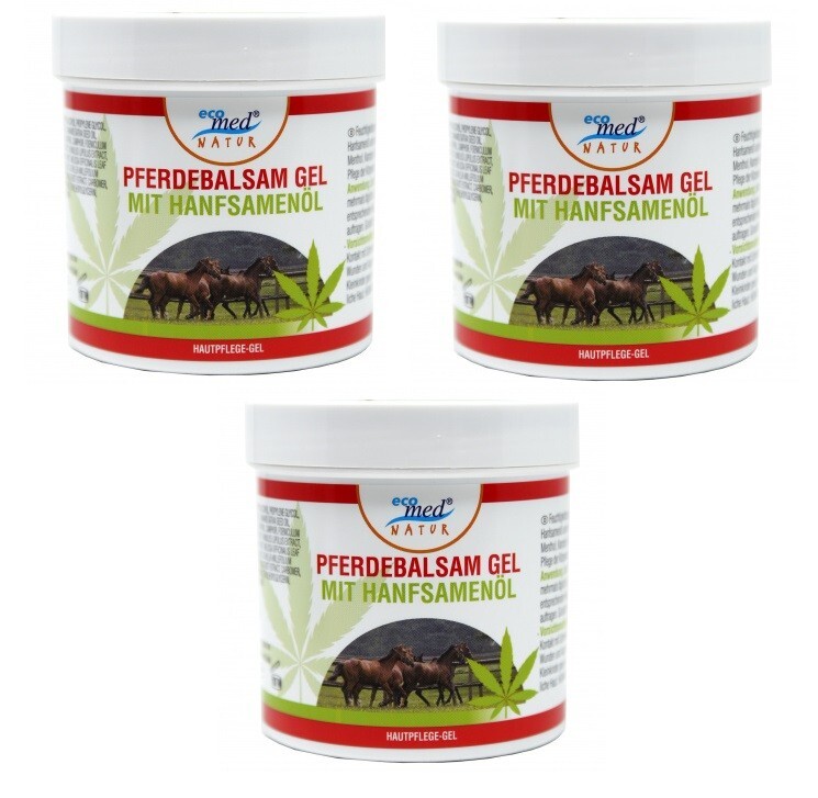 3 x 250ml Pferdebalsam Pferdesalbe Pferdegel Creme Hautpflege mit Hanfsamenöl