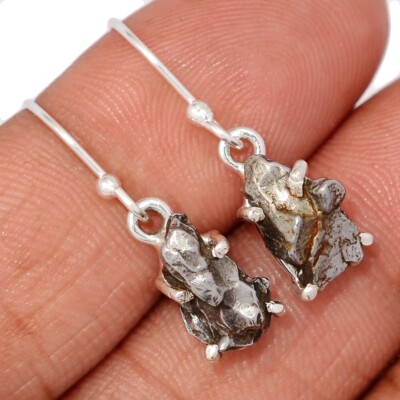 Natürlicher Meteorit Campo Del Cielo, Argentinien 925 Silber Ohrringe Schmuck CE50194
