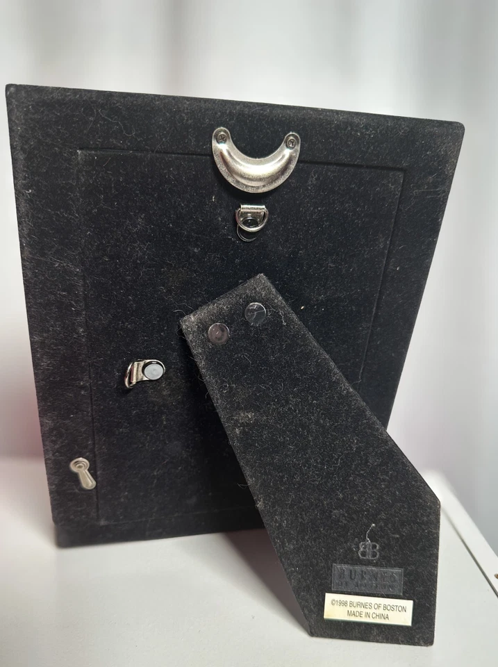 Marco de fotos de metal vintage de acero inoxidable oscuro tono dúo Burnes of Boston gris de los años 90 Foto 2 de 4
