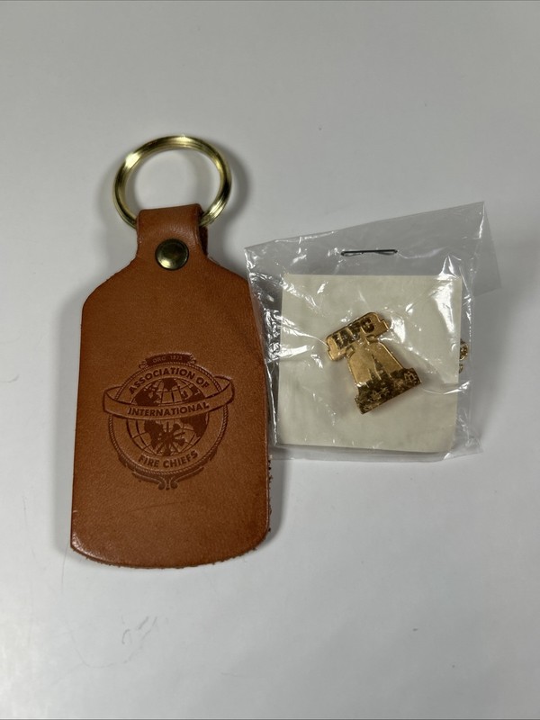 IAFC International Association Of Fire Chiefs Leather Keychain & Pin