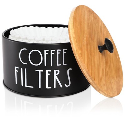 Coffee Filter Holder, Large Capacity Coffee Filter Storage Container with Bam...
