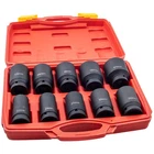 10PCS 3/4Inch Drive Deep Impact Socket Set Metric 22mm-41mm 6-Point Kit W/ Case