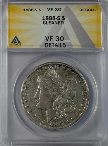 1888 S Morgan Silver Dollar ANACS VF-30 CLEANED